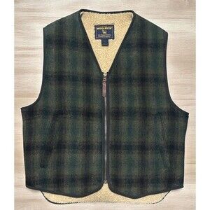 Woolrich Vest  Men’s Medium Sherpa Lined Wool Plaid Workwear Outdoor Hiking Vtg